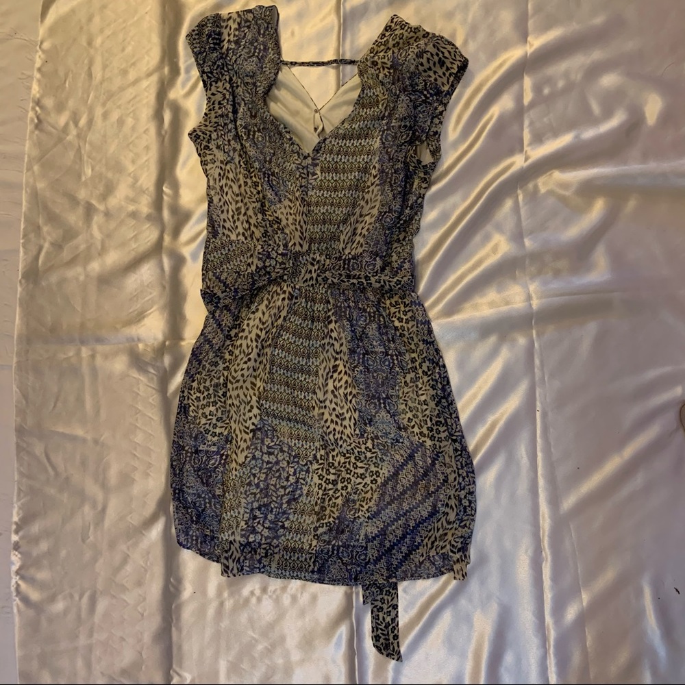 Blue front tie dress